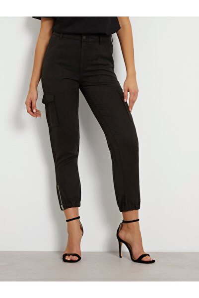 Guess ES BOWIE CARGO CHINO Kadın Siyah Pantolon W2GA20WDX71-JTMU