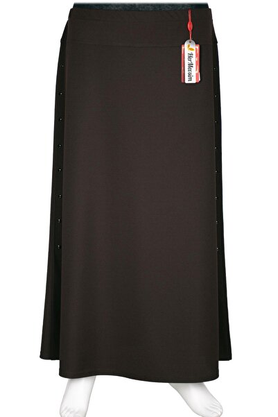 Hermevsim Hesna Women's Epic Side Staple Detailed Lined Brown Skirt