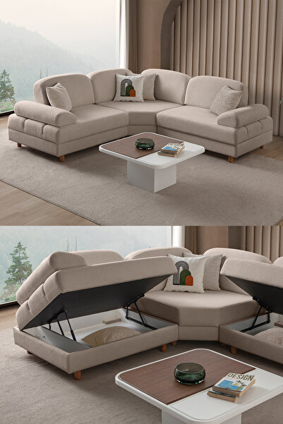 Eymense Aries Modüler Köşe Koltuk Takımı S Sütlü Kahve