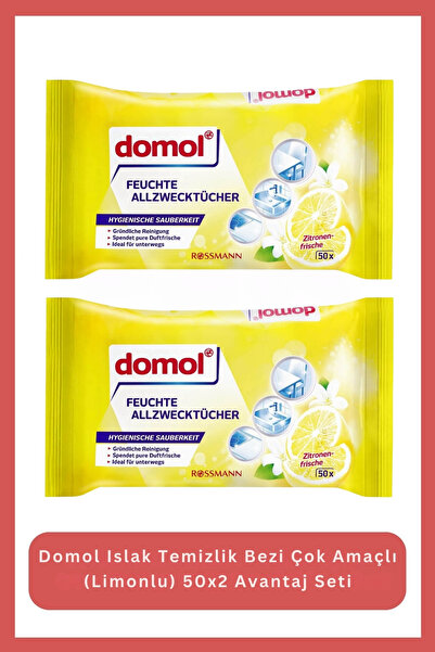 DOMOL Islak Temizlik Bezi Çok Amaçlı (Limonlu) 50x2 Avantaj Seti