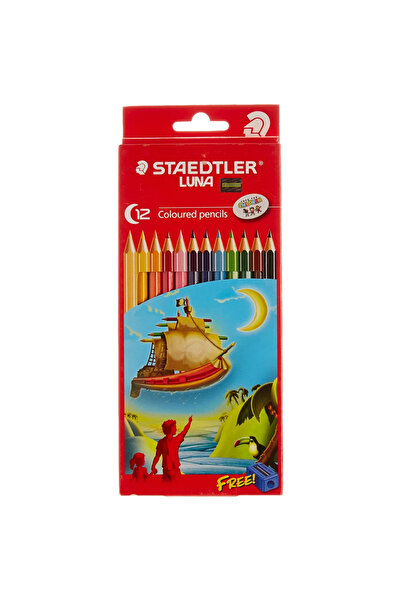 Staedtler أقلام تلوين خشبية من لونا مع مبراة مجانية - 12 قطعة