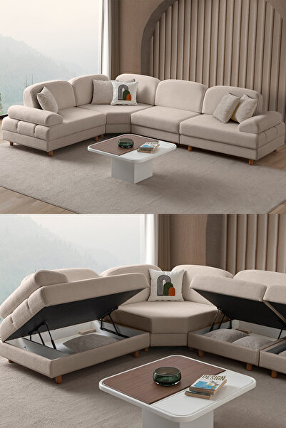 Eymense Aries Modüler Köşe Koltuk Takımı M Sütlü Kahve