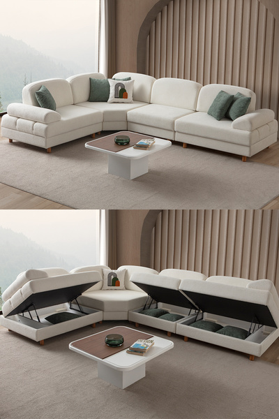 Eymense Aries Modüler Köşe Koltuk Takımı M Beyaz