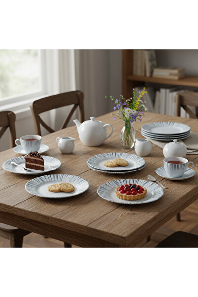 dyris 6’lı Pasta Tabağı – Porselen & Keramika Karışık Desenli Şık Sunum Seti