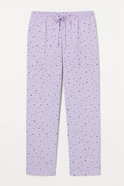 Enisa 100% Cotton Pajama Pants - Lilac Model with Delicate Print