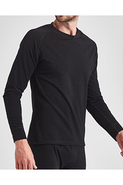Erkek Termal Merino Yün İçlik Siyah Üst