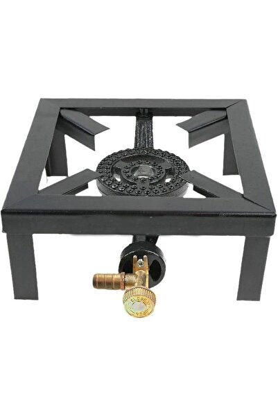 Biki Single Burner Metal Gas Stove with Gas Burner Brass Valve (Black)