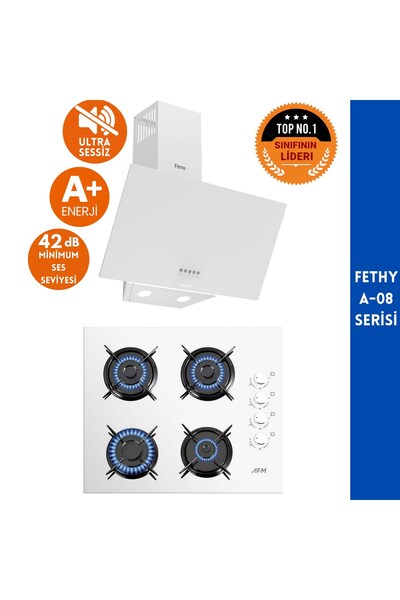 Ferre ve AFM Tech MARKALI Fethy A-08 Sessiz 2'li Beyaz Cam Ankastre Set ( D08...