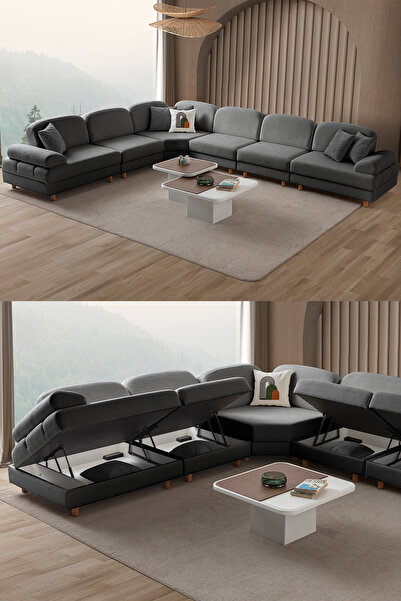 Eymense Aries Modüler Köşe Koltuk Takımı XL Antrasit