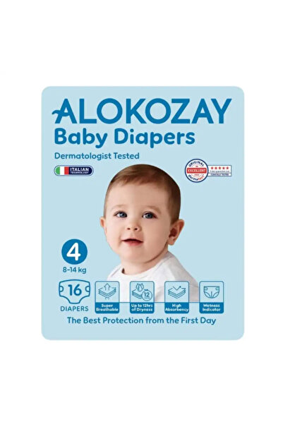 Alokozay Baby Diapers Size 4, 8-14kg- Pack of 16pcs