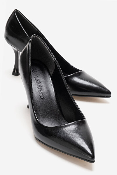 CCWAY AYAKKABI Women's Stiletto Shoes Black Crinkle