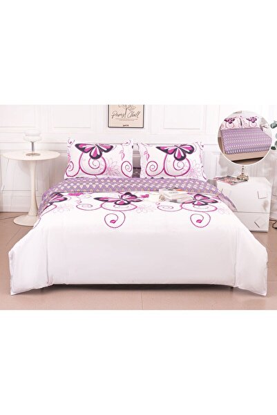 Casa de Vis Double Bedding Set, Satin Cotton, 180 x 200 cm, 4 Pieces, Multico...