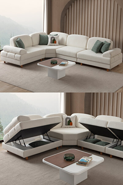 Eymense Aries Modüler Köşe Koltuk Takımı M Beyaz