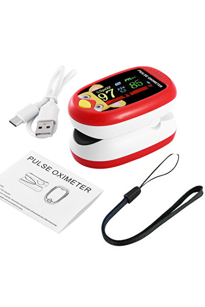 Choice جهاز قياس نبضات القلب للأطفال قابل لإعادة الشحن باللون الأحمر مزود بشا...