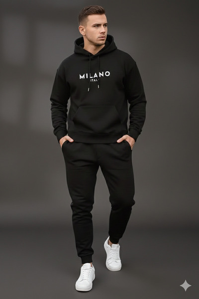 WOODROFFE Men's Printed Bottom Top Hooded Tracksuit Set Oversized Tracksuit B...