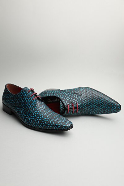 Gondol Men's Genuine Leather Pointed Toe Shoes with Special Leather Design Tz...