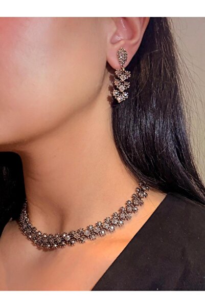 Ceso Accesories طقم أقراط على الطراز الفيكتوري مرصع بحجر الماركازيت