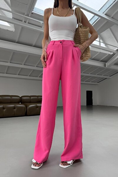 mylove Pleated Palazzo Trousers Fuchsia