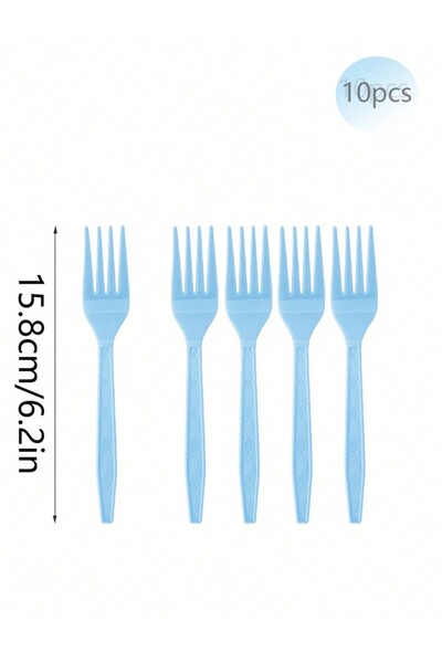 Choice 10 قطع من الشوك الورقية للاستخدام مرة واحدة، بتصميم أزرق فاتح سادة، زي...