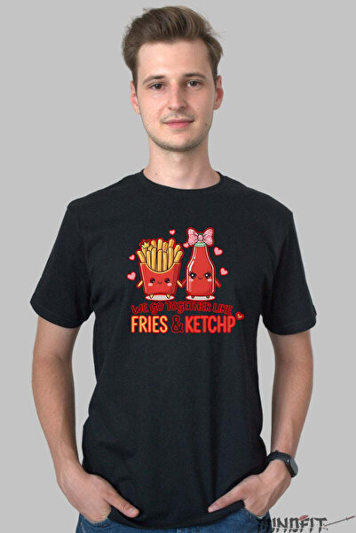 GILDAN Tricou Valentine S Day Cuplu We Go Together Like Fries And Ketchup Barbat