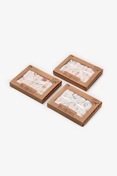 Bubbles 100% قطن عضوي بنمط مختلط، عبوة من 7 مناديل مبللة لفم الأطفال