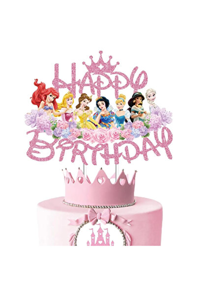 Choice قطعة واحدة من زينة كعكة أميرات ديزني، زينة كعكة وردية لامعة، لوازم كعك...