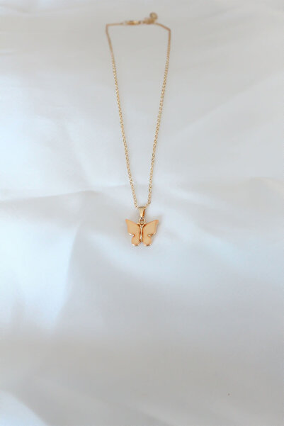 BSRE قلادة على شكل فراشة بلون أصفر لؤلؤي (لون ذهبي)