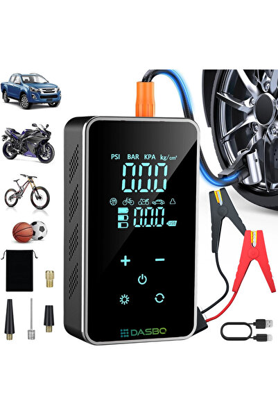 Dasbo Portable Car Jump Starter with Multifunctional Compressor 4 in 1, Wirel...