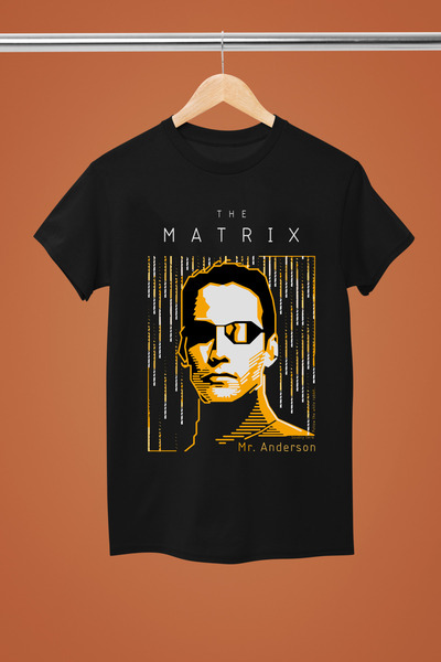 MAGORS تي شيرت قطني مطبوع عليه THE MATRIX بأكمام قصيرة وقصة عادية