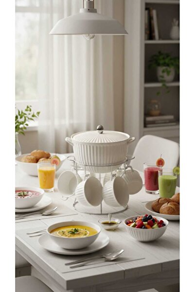 Generic Soup pot set with serving bowls, unique and elegant design, 8 pieces
