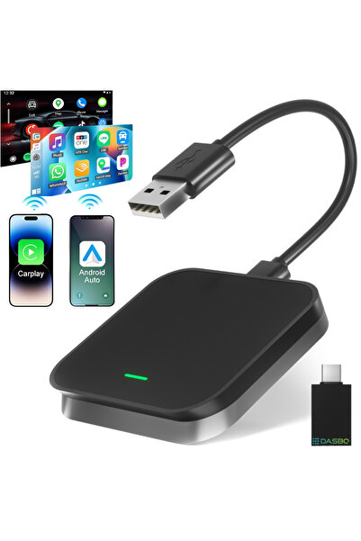 Dasbo Adaptor wireless CarPlay și Android Auto – USB universal, compatibilita...