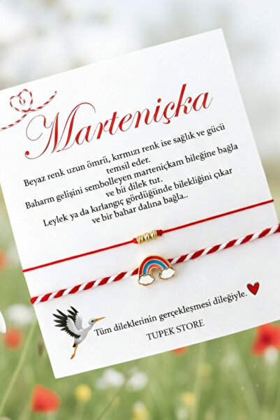 Tupek Store Marteniçka Kırmızı İp Bileklik Seti Gökkuşağı