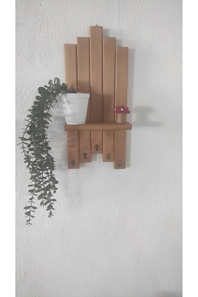 Vegüba Ahşap Modern Anahtar Askılığı Raflı Anahtar Askılığı