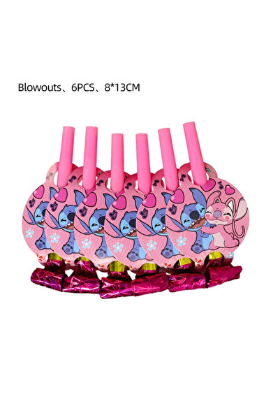 Choice ٦ قطع من زينة حفلات أعياد الميلاد بتصميم ليلو وستيتش، باللون الوردي، ت...