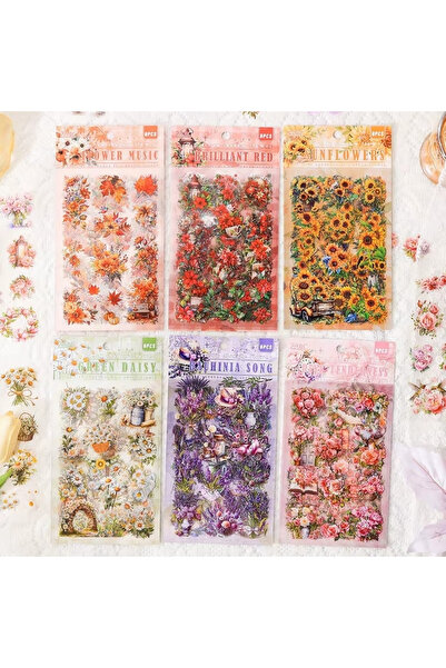 Kolbi Craft 6 عبوات من 36 ملصقًا شفافًا على شكل زهرة لدفتر الملاحظات والكمبيو...