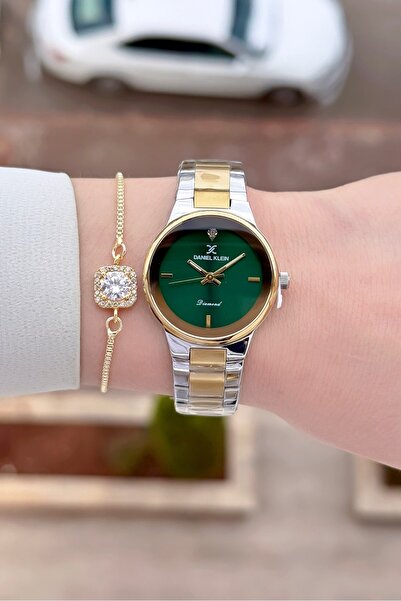 Daniel Klein Kadranı Yeşil Kordonu Sarı Silver Renk 24 Ay Garantili Kadın Kol...