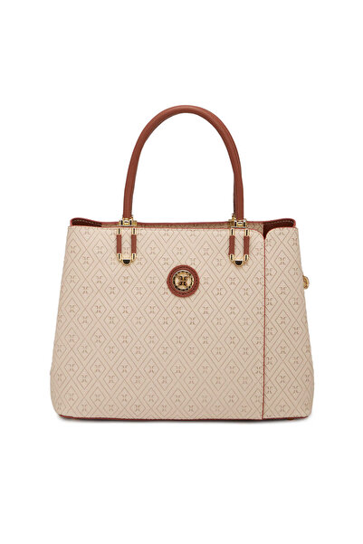 Tergan Bej Print Kadın Omuz Çantası - S25K1PR09190-E52