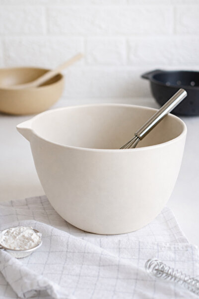 Beige & Stone Ceramic Large Mixing Bowl – Cream