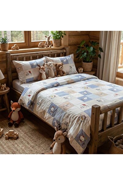 Pucioasa Double bed linen made of 100% satin cotton, 4 pieces, Playful figures