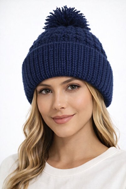 yucian Triko Örgü Bere Ponponlu