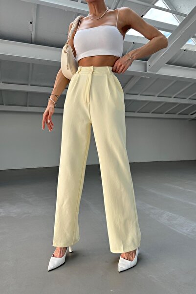 mylove Pleated Palazzo Trousers Yellow