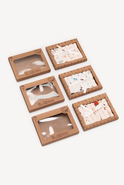 Bubbles 100% Organic Cotton Mixed Pattern 7 Pack Baby Mouth Wipes