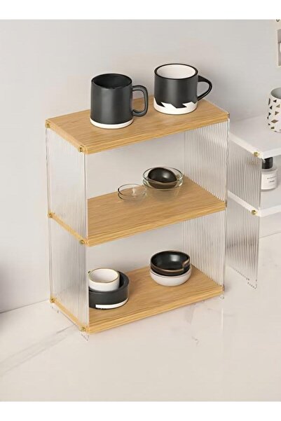 DOMEET منظم سطح طاولة بثلاثة أرفف، حامل أكواب سطح الطاولة، منظمات سطح الطاولة