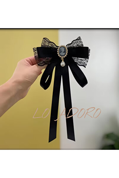 LO ADORO Kadife Kurdele Fiyonk Yaka Broş İğnesi Yaka Aksesuar Vintage Victori...