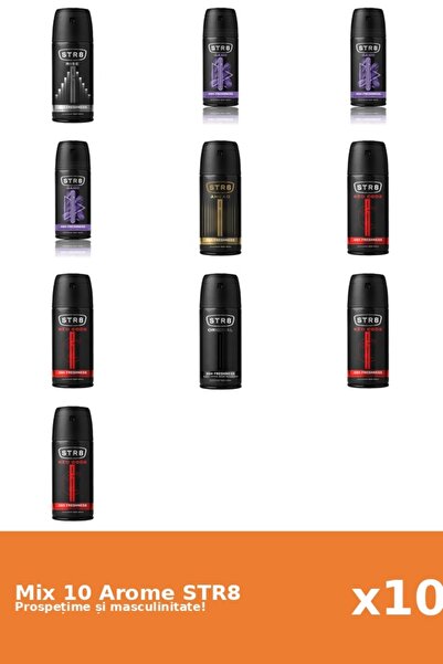 str8 Set 10 Mix STR8: 1x Înainte, 3x Joc, 1x Original, 4x Cod Roșu, 1x Ascens...