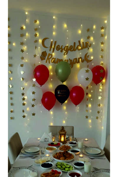 İLK HEDİYEM Gold Yazılı Gün ışıklı peri ledli Hoş geldin Ramazan jüt ipli, yı...