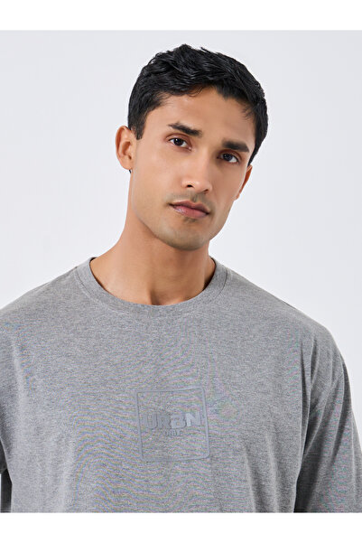 Styli Men Grey Oversized Printed T-Shirt