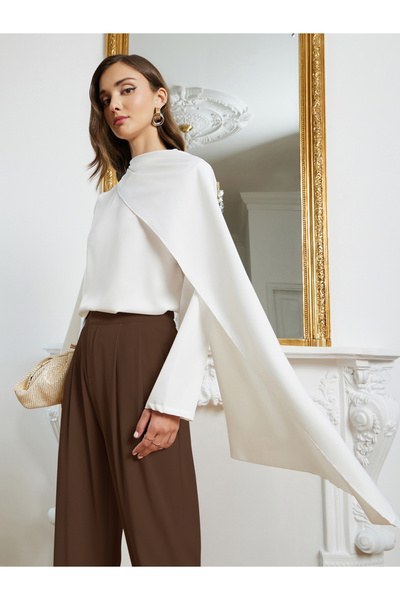 Styli Women Satin White Long Sleeve Top