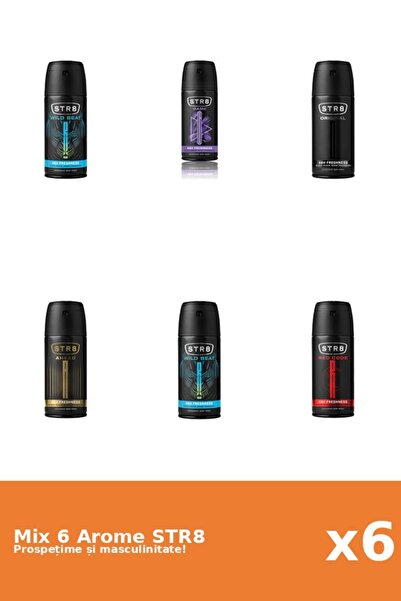 str8 Set 6 Mix STR8: 1x Înainte, 1x Joc, 1x Original, 1x Cod Roșu, 2x Ritm Wild