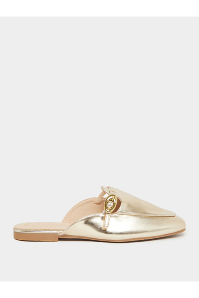 Styli Women Gold Metallic Flat Mules